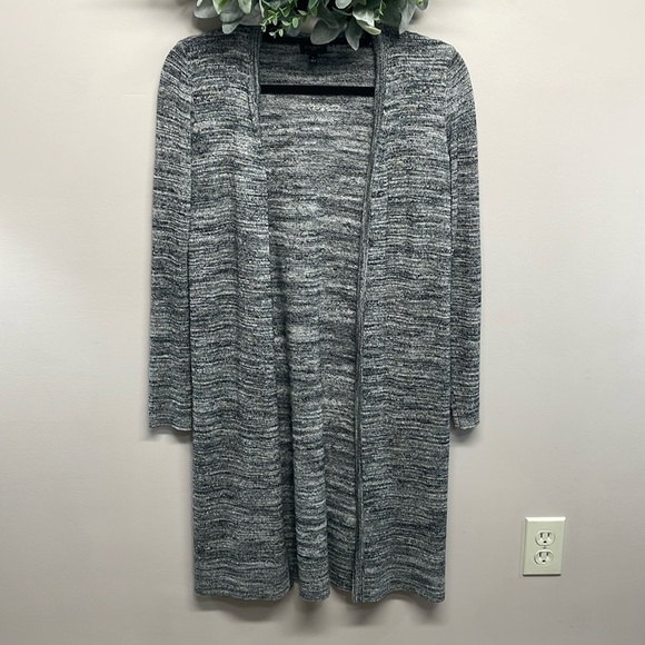 Talbots Petites Open Cardigan Sweater Duster Black White Marled P (0-2 Petite) - Picture 1 of 15
